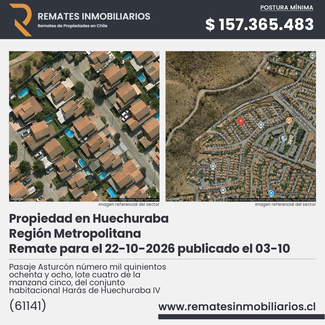 Imagen ficha Pasaje Asturcón número mil quinientos ochenta y ocho, lote cuatro de la manzana cinco, del conjunto habitacional Harás de Huechuraba IV