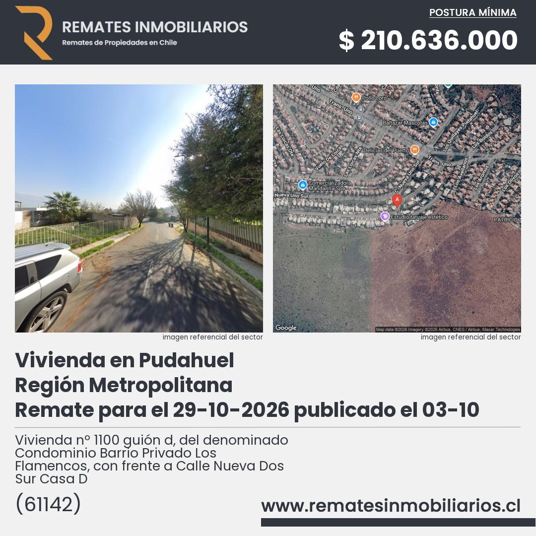 Imagen ficha Vivienda nº 1100 guión d, del denominado Condominio Barrio Privado Los Flamencos, con frente a Calle Nueva Dos Sur Casa D