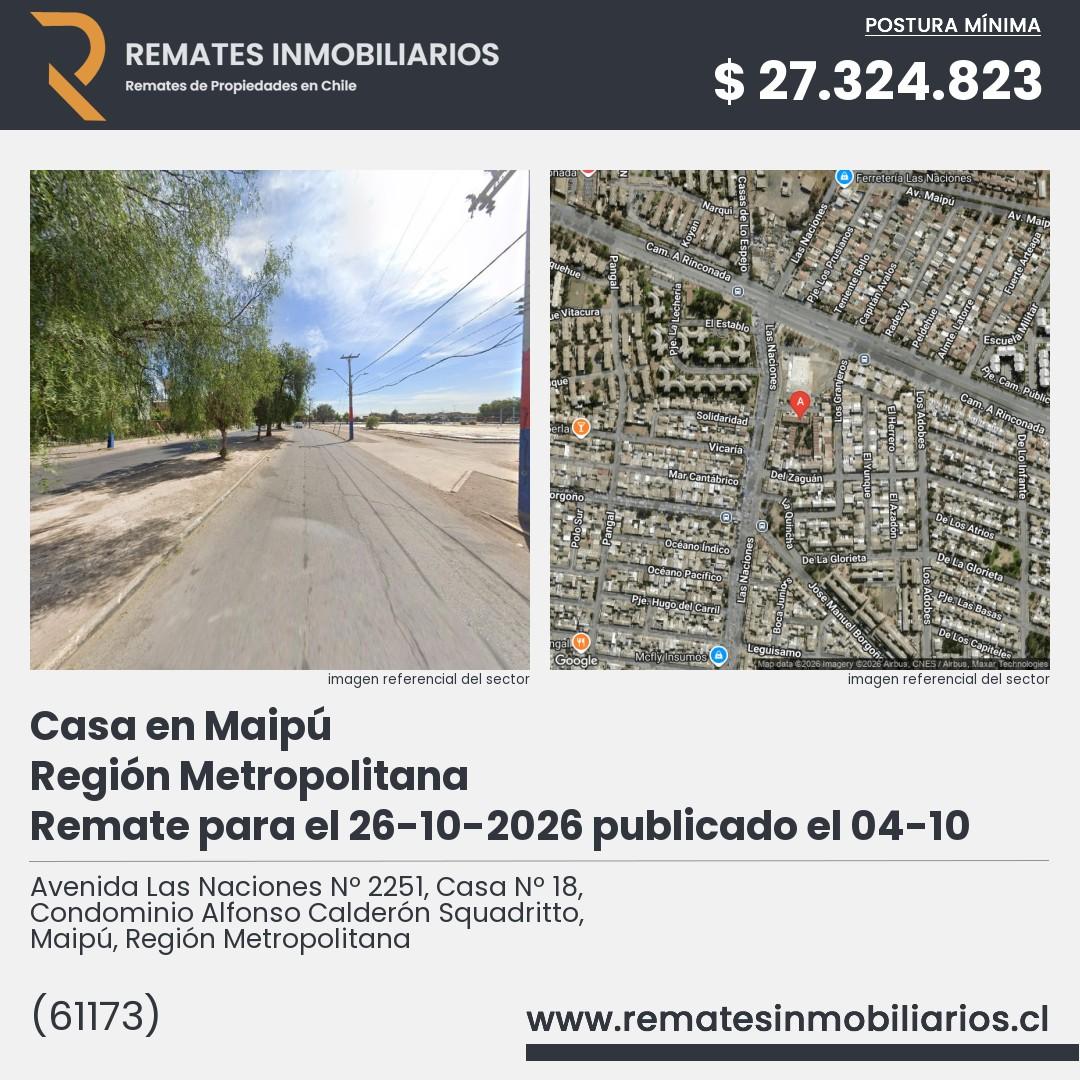 Imagen ficha Avenida Las Naciones Nº 2251, Casa Nº 18, Condominio Alfonso Calderón Squadritto, Maipú, Región Metropolitana