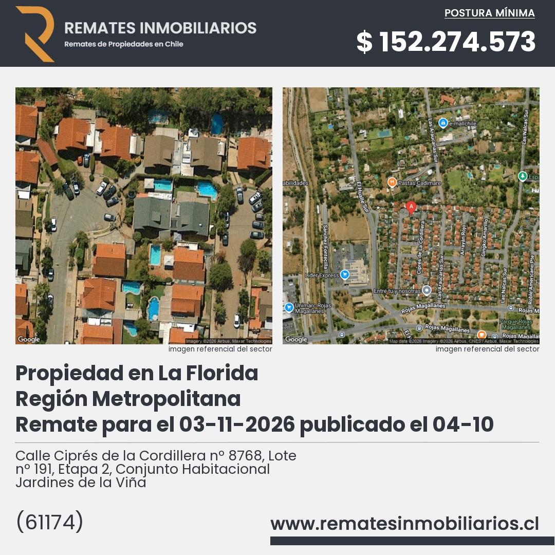 Imagen ficha Calle Ciprés de la Cordillera nº 8768, Lote nº 191, Etapa 2, Conjunto Habitacional Jardines de la Viña