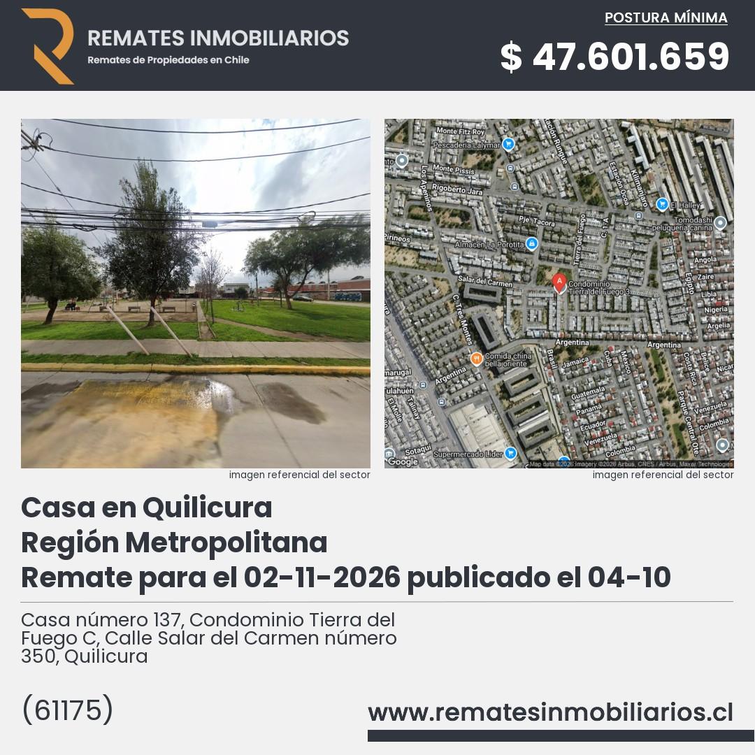 Imagen ficha Casa número 137, Condominio Tierra del Fuego C, Calle Salar del Carmen número 350, Quilicura