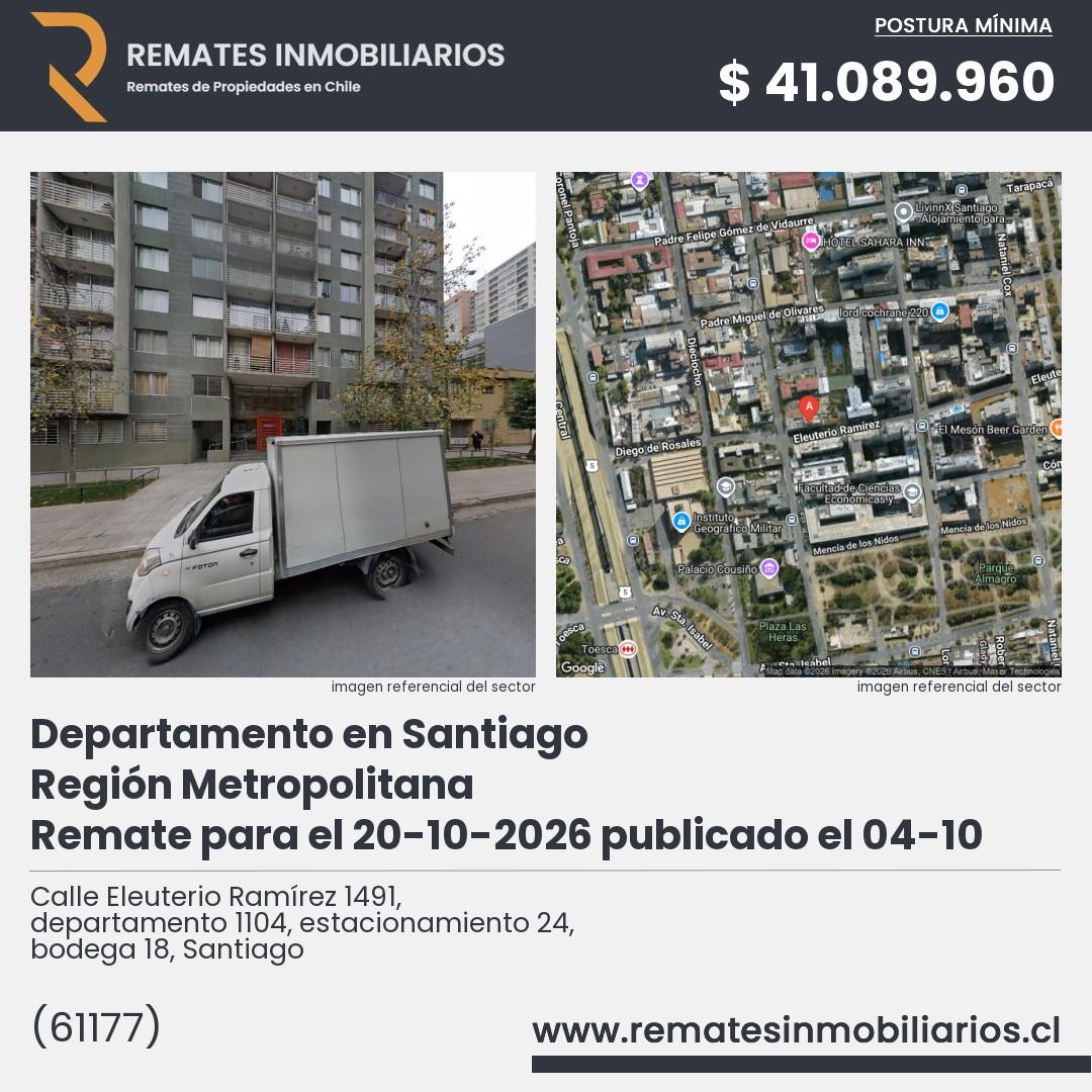 Imagen ficha Calle Eleuterio Ramírez 1491, departamento 1104, estacionamiento 24, bodega 18, Santiago