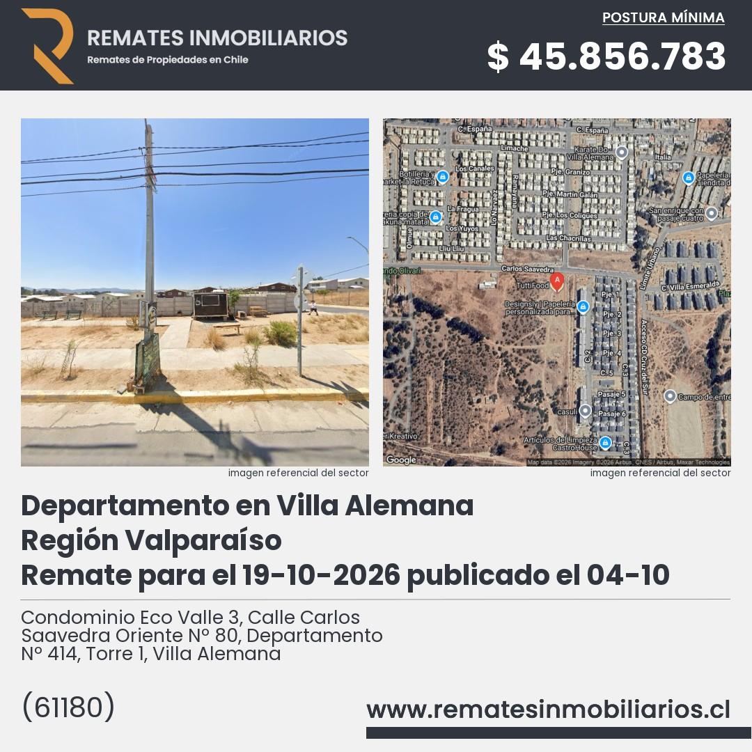 Imagen ficha Condominio Eco Valle 3, Calle Carlos Saavedra Oriente Nº 80, Departamento Nº 414, Torre 1, Villa Alemana