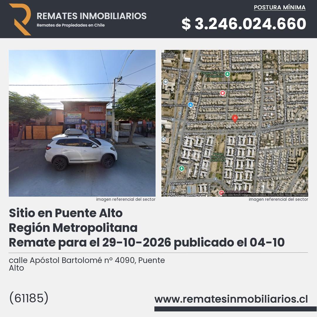 Imagen ficha calle Apóstol Bartolomé nº 4090, Puente Alto