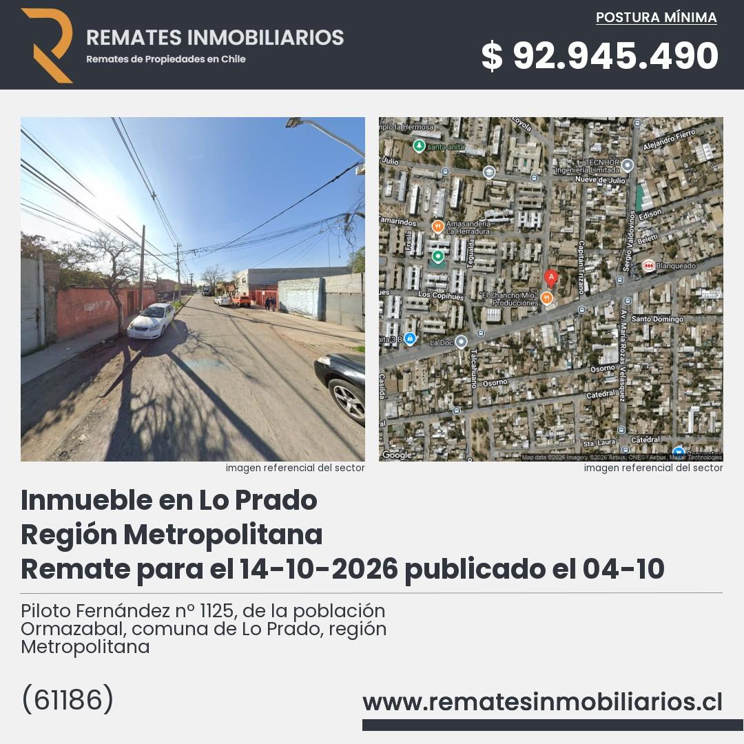 Imagen ficha Piloto Fernández nº 1125, de la población Ormazabal, comuna de Lo Prado, región Metropolitana