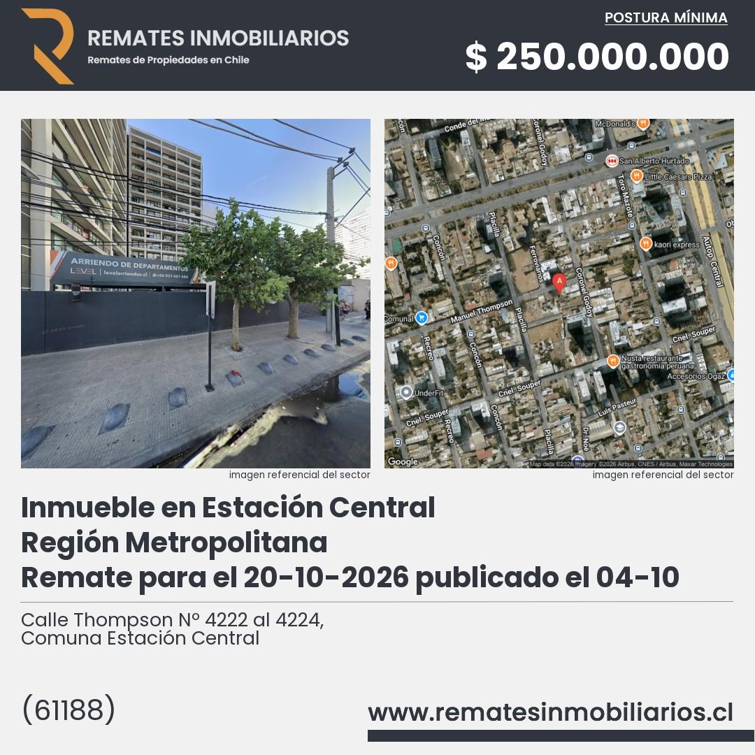 Imagen ficha Calle Thompson Nº 4222 al 4224, Comuna Estación Central