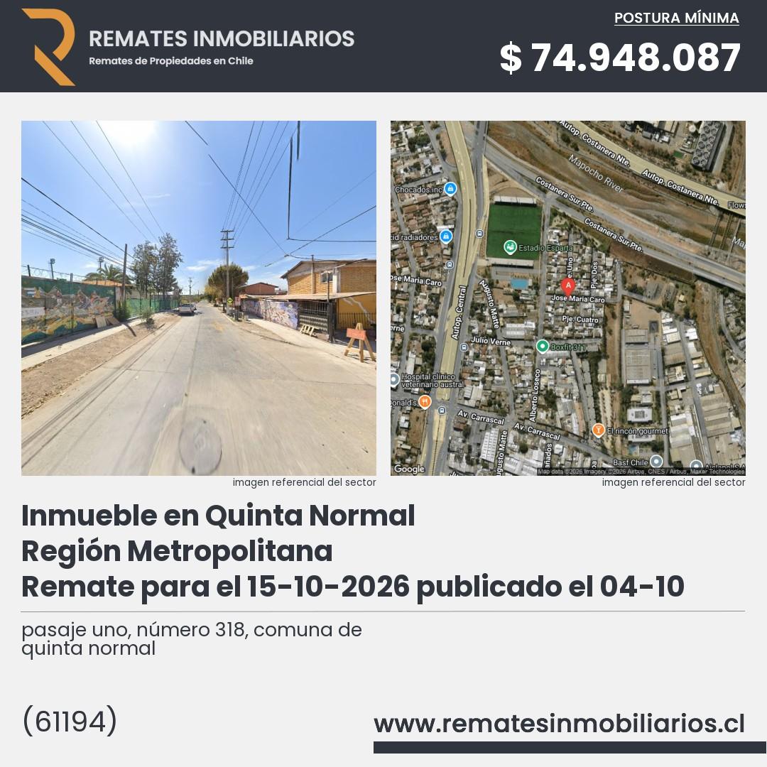 Imagen ficha pasaje uno, número 318, comuna de quinta normal