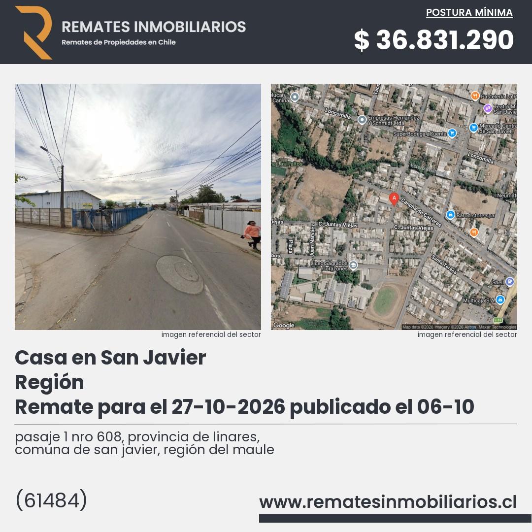 Imagen ficha pasaje 1 nro 608, provincia de linares, comuna de san javier, región del maule