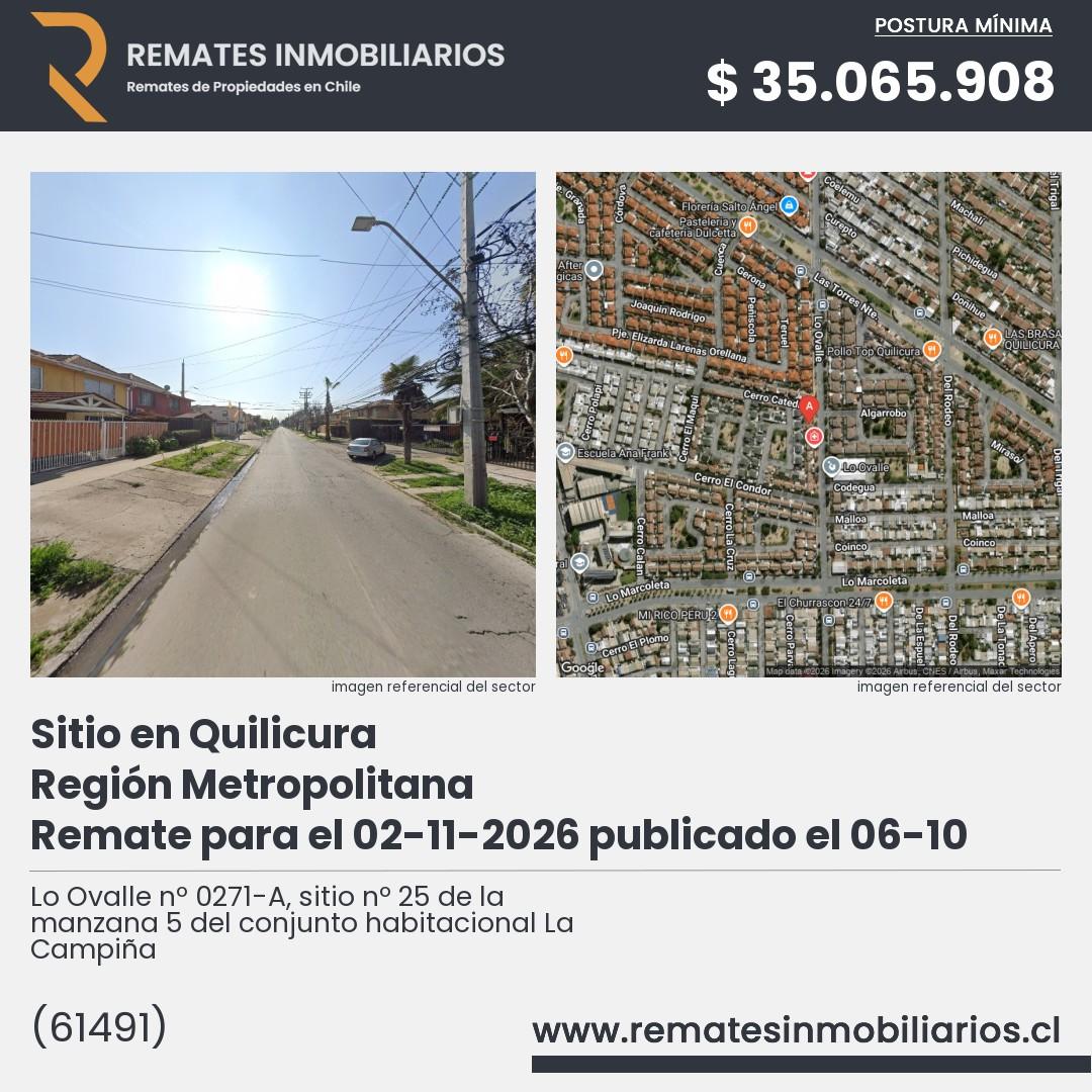 Imagen ficha Lo Ovalle nº 0271-A, sitio nº 25 de la manzana 5 del conjunto habitacional La Campiña
