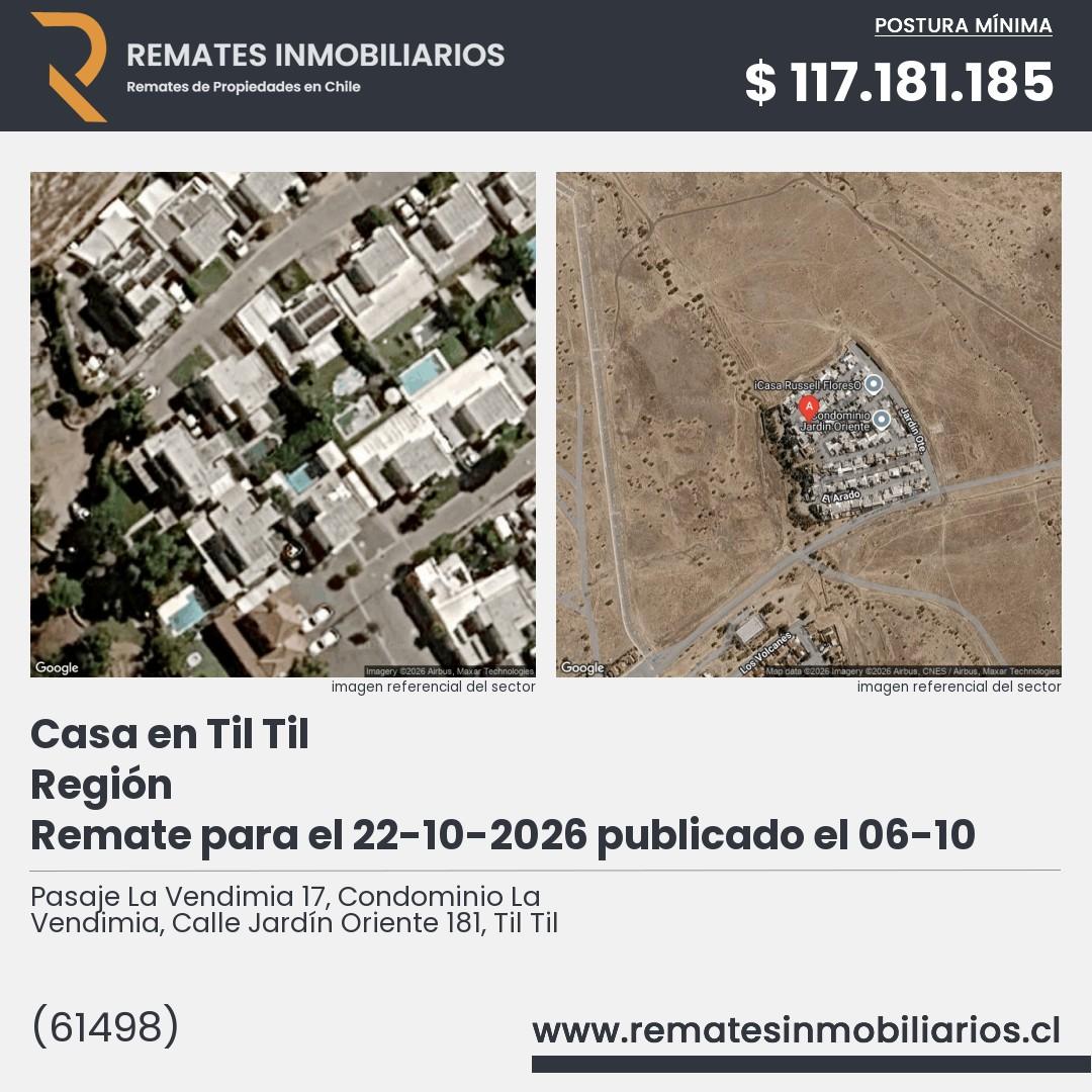 Imagen ficha Pasaje La Vendimia 17, Condominio La Vendimia, Calle Jardín Oriente 181, Til Til