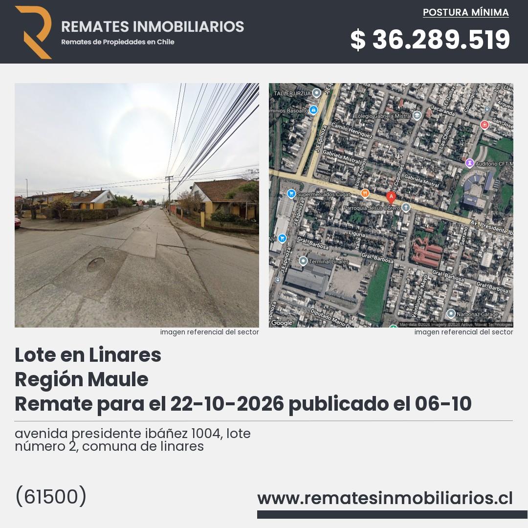 Imagen ficha avenida presidente ibáñez 1004, lote número 2, comuna de linares