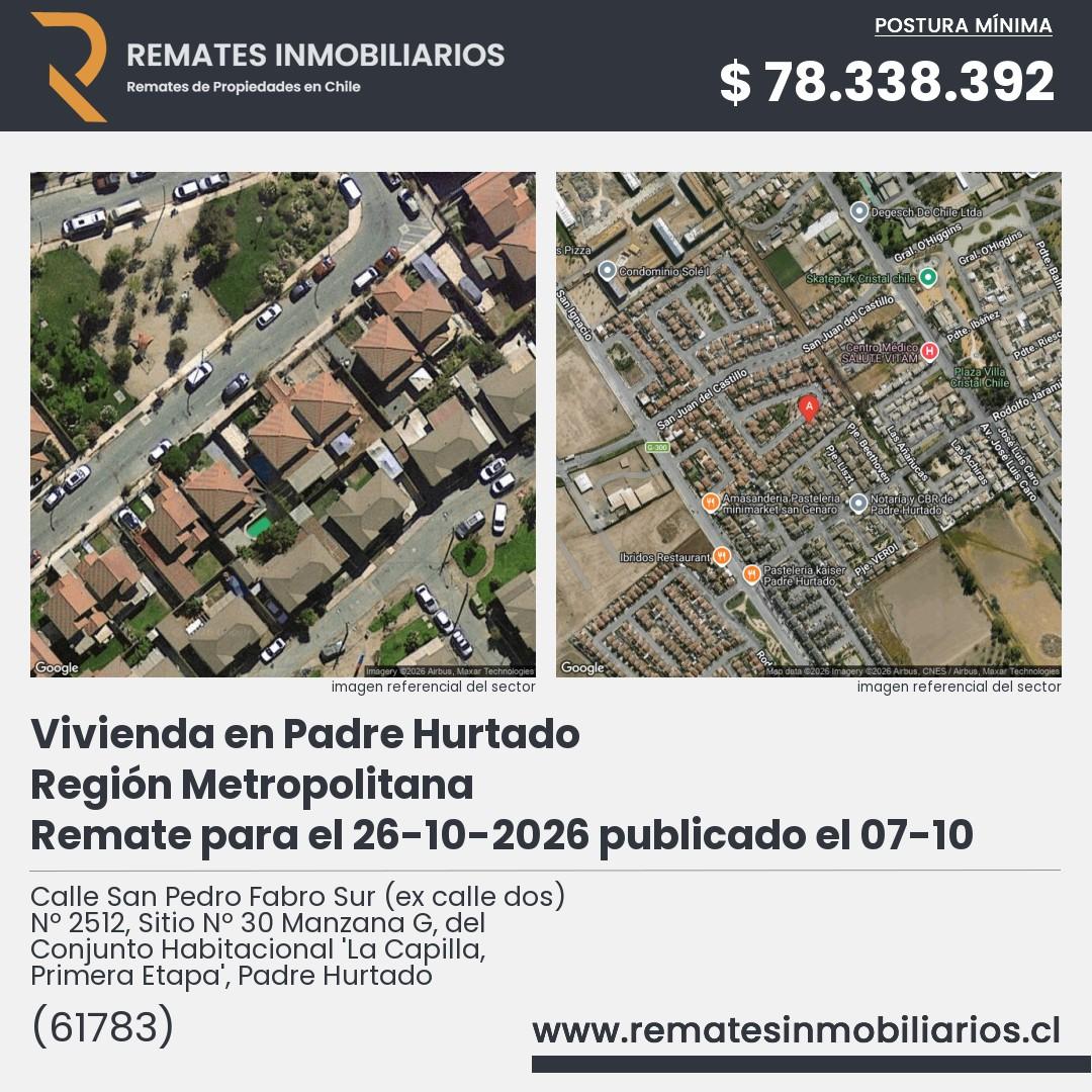 Imagen ficha Calle San Pedro Fabro Sur (ex calle dos) Nº 2512, Sitio Nº 30 Manzana G, del Conjunto Habitacional 