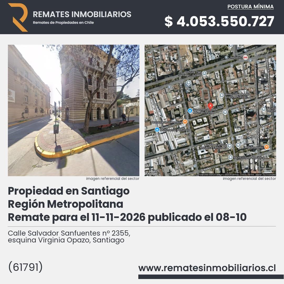 Imagen ficha Calle Salvador Sanfuentes nº 2355, esquina Virginia Opazo, Santiago