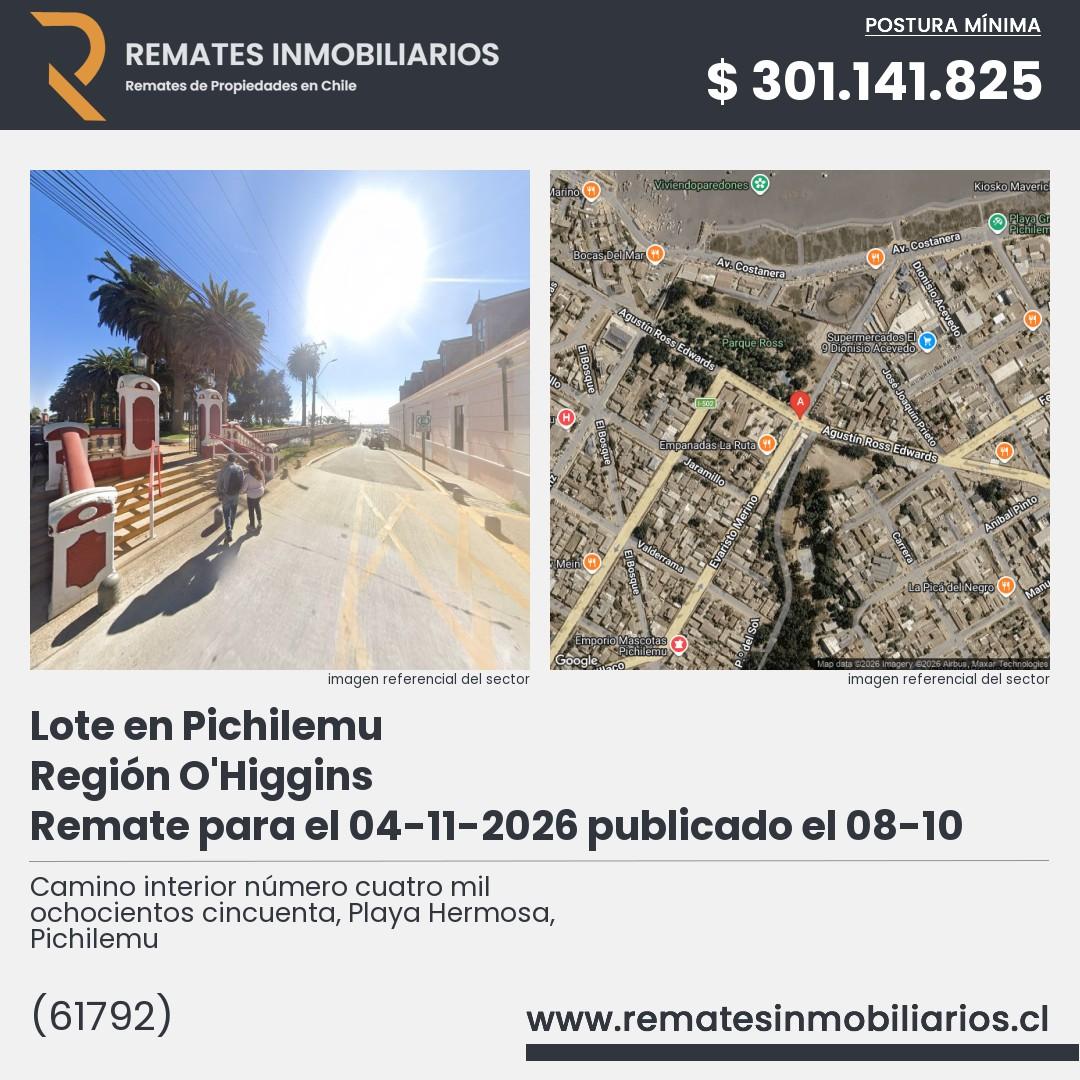 Imagen ficha Camino interior número cuatro mil ochocientos cincuenta, Playa Hermosa, Pichilemu