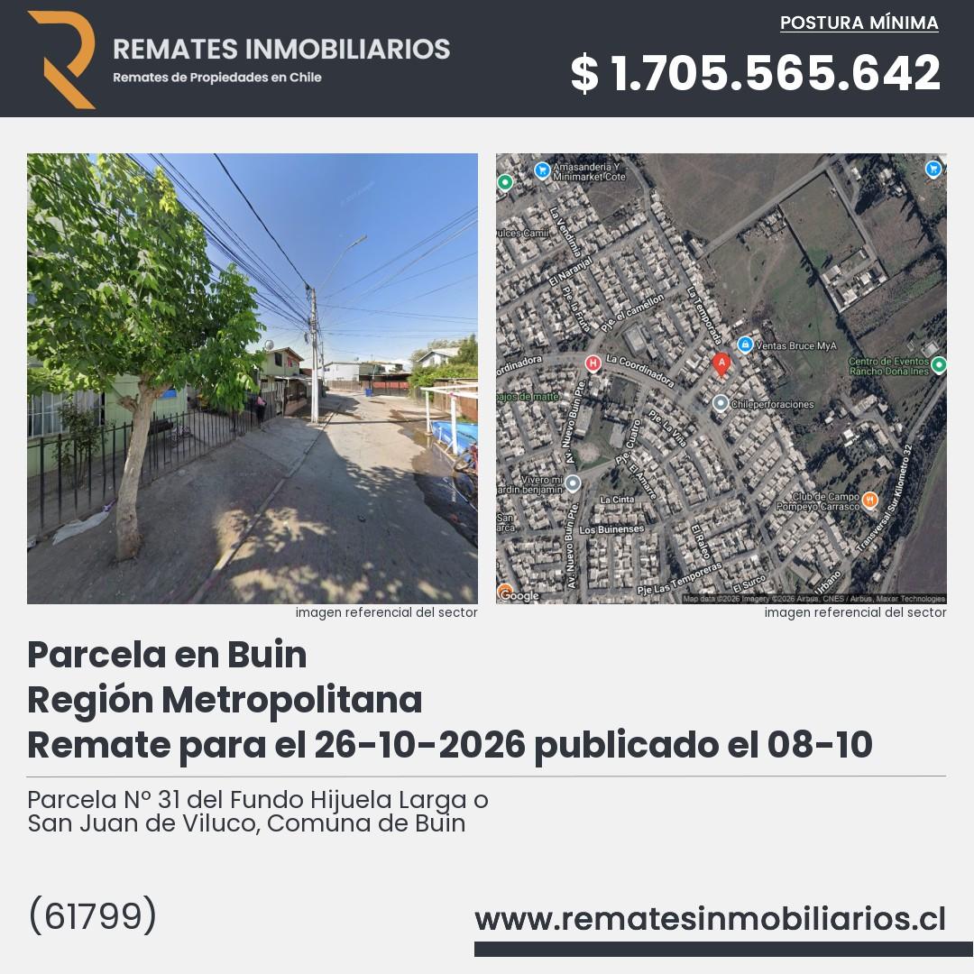 Imagen ficha Parcela Nº 31 del Fundo Hijuela Larga o San Juan de Viluco, Comuna de Buin