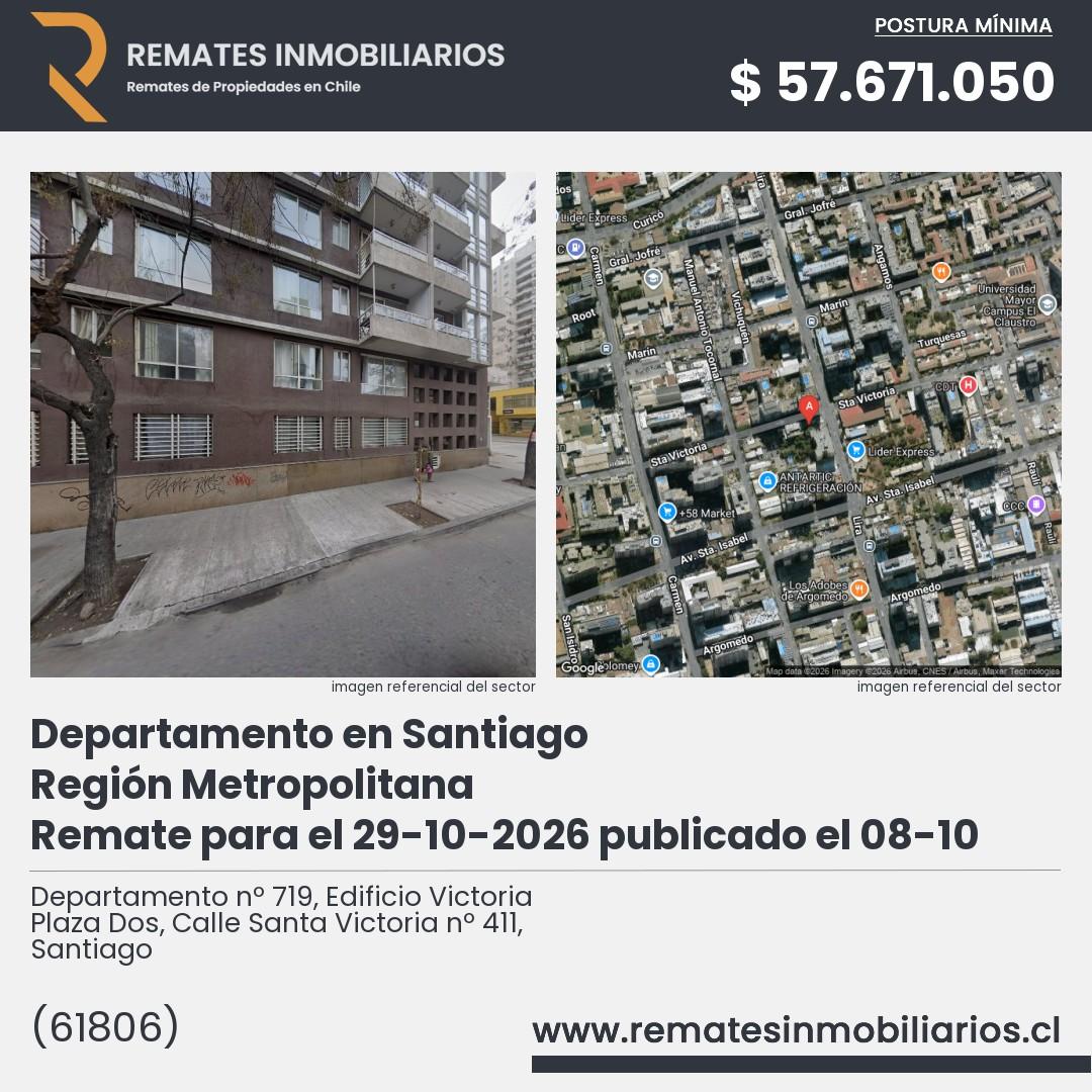 Imagen ficha Departamento nº 719, Edificio Victoria Plaza Dos, Calle Santa Victoria nº 411, Santiago