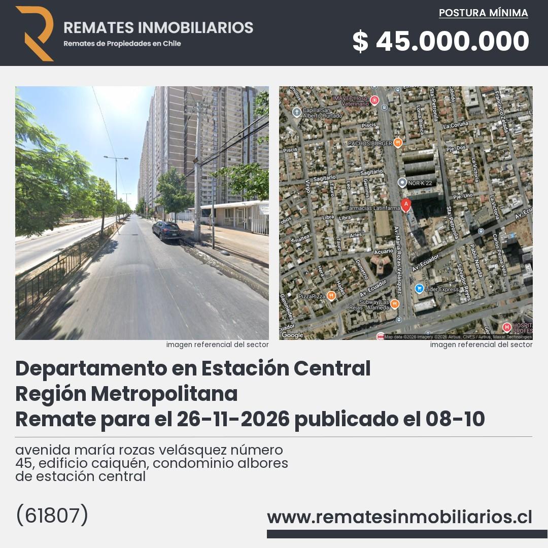Imagen ficha avenida maría rozas velásquez número 45, edificio caiquén, condominio albores de estación central