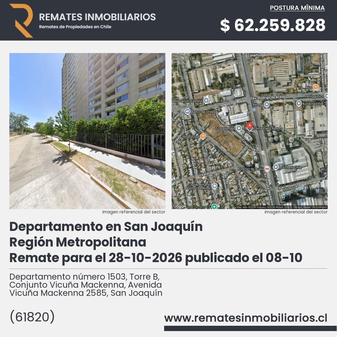 Imagen ficha Departamento número 1503, Torre B, Conjunto Vicuña Mackenna, Avenida Vicuña Mackenna 2585, San Joaquín