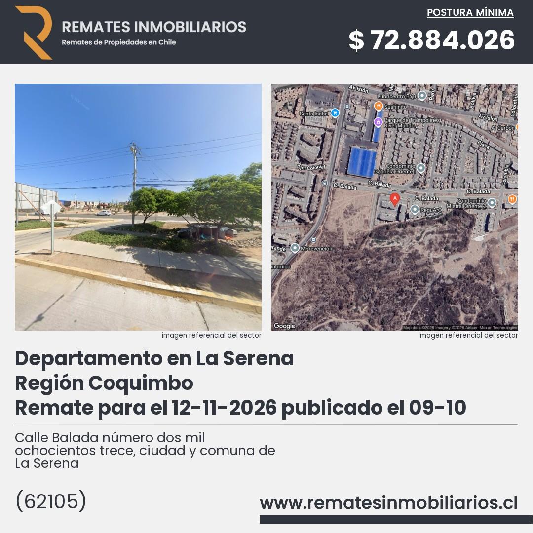 Imagen ficha Calle Balada número dos mil ochocientos trece, ciudad y comuna de La Serena