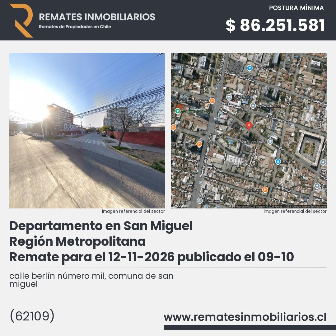 Imagen ficha calle berlín número mil, comuna de san miguel