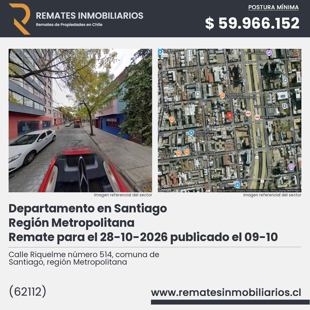 Imagen ficha Calle Riquelme número 514, comuna de Santiago, región Metropolitana