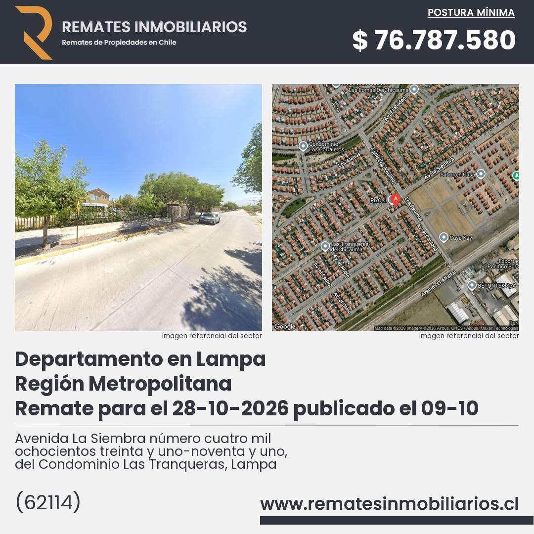 Imagen ficha Avenida La Siembra número cuatro mil ochocientos treinta y uno-noventa y uno, del Condominio Las Tranqueras, Lampa