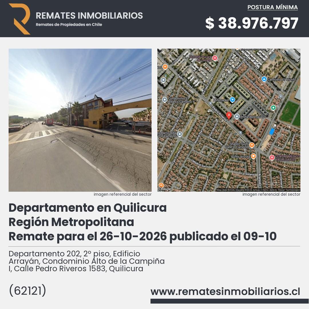 Imagen ficha Departamento 202, 2º piso, Edificio Arrayán, Condominio Alto de la Campiña I, Calle Pedro Riveros 1583, Quilicura