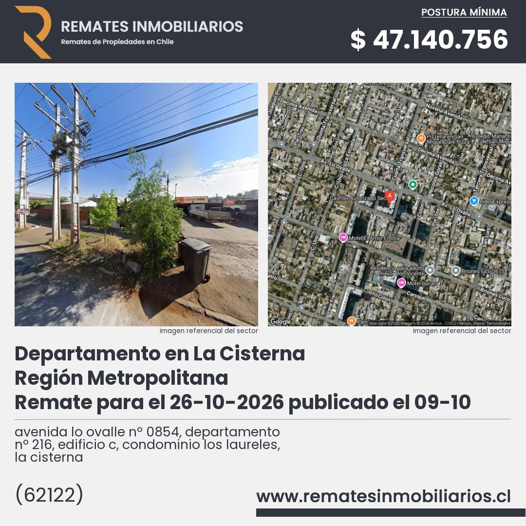 Imagen ficha avenida lo ovalle nº 0854, departamento nº 216, edificio c, condominio los laureles, la cisterna