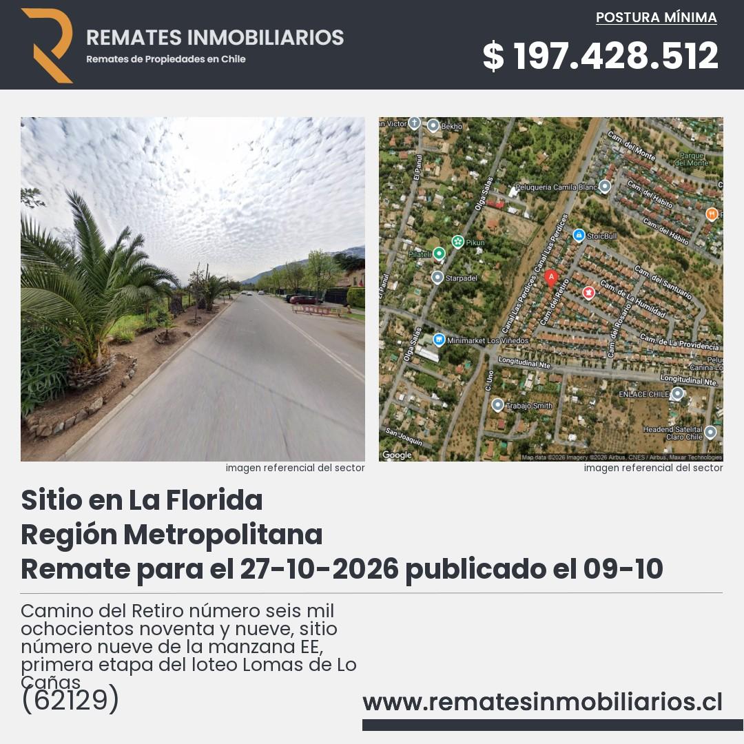 Imagen ficha Camino del Retiro número seis mil ochocientos noventa y nueve, sitio número nueve de la manzana EE, primera etapa del loteo Lomas de Lo Cañas