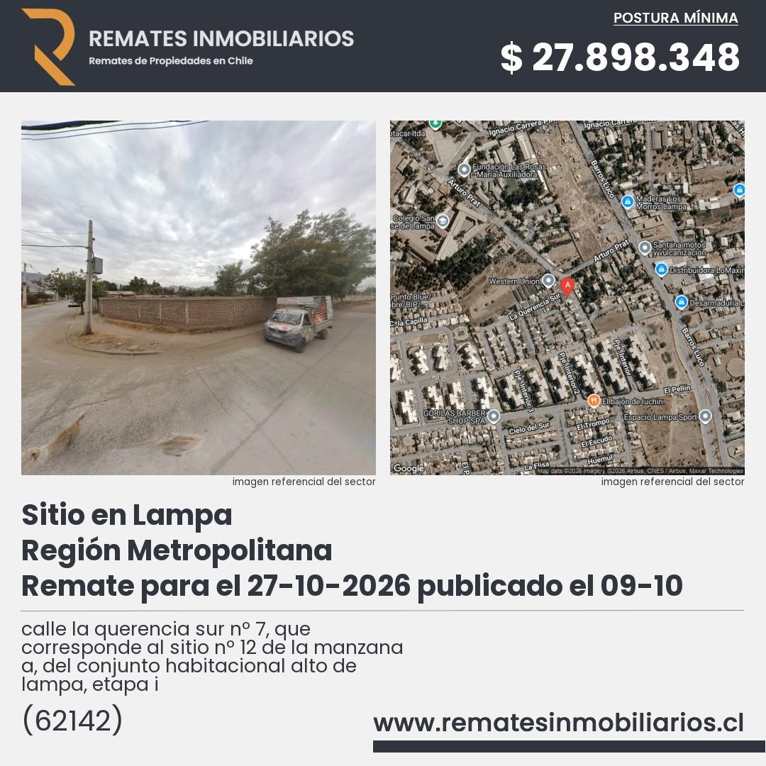 Imagen ficha calle la querencia sur nº 7, que corresponde al sitio nº 12 de la manzana a, del conjunto habitacional alto de lampa, etapa i