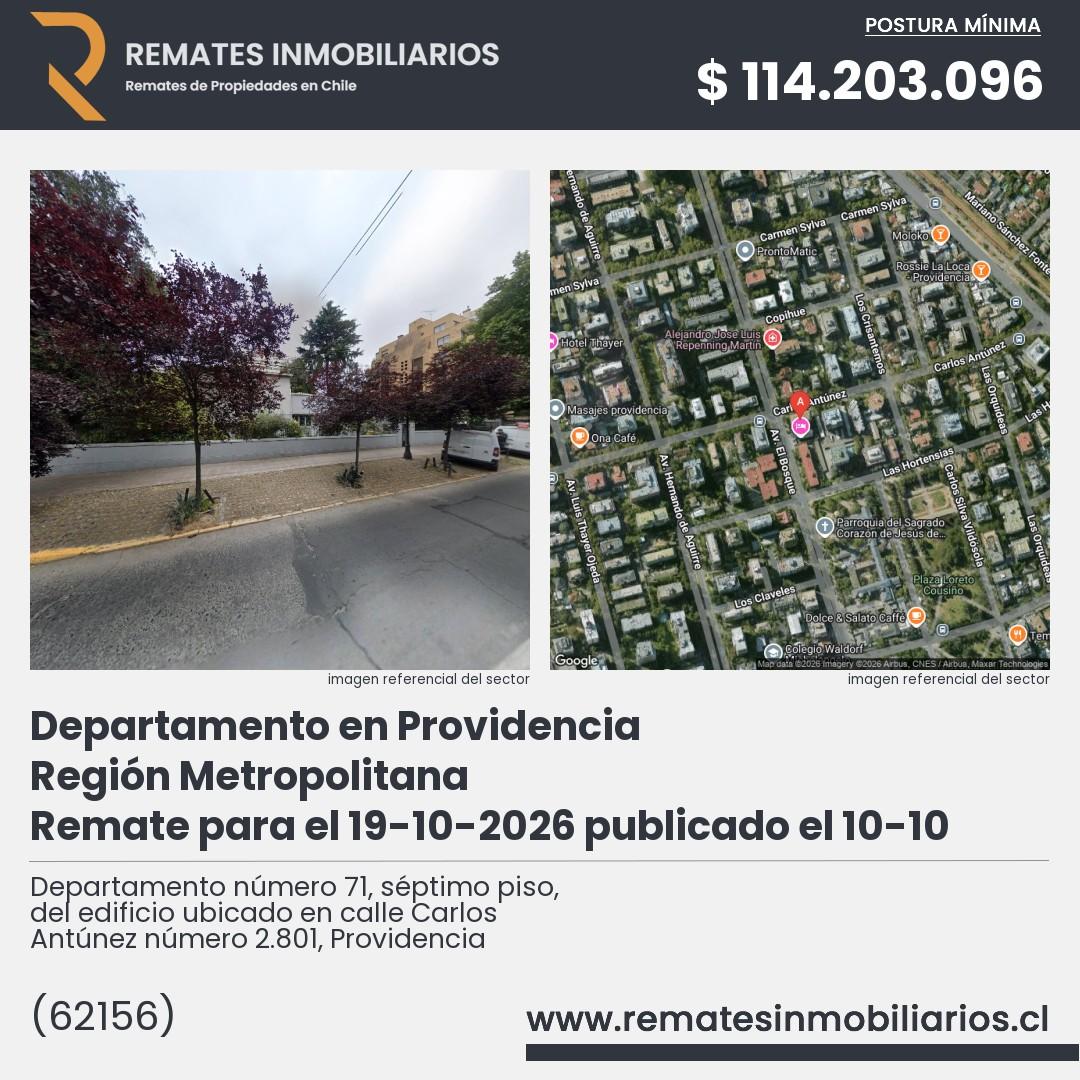 Imagen ficha Departamento número 71, séptimo piso, del edificio ubicado en calle Carlos Antúnez número 2.801, Providencia