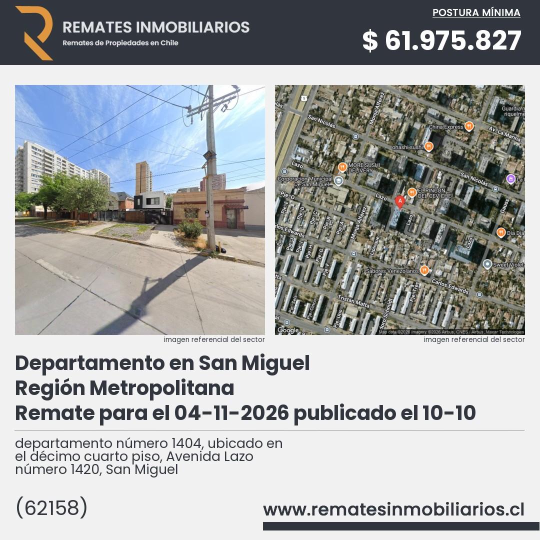 Imagen ficha departamento número 1404, ubicado en el décimo cuarto piso, Avenida Lazo número 1420, San Miguel