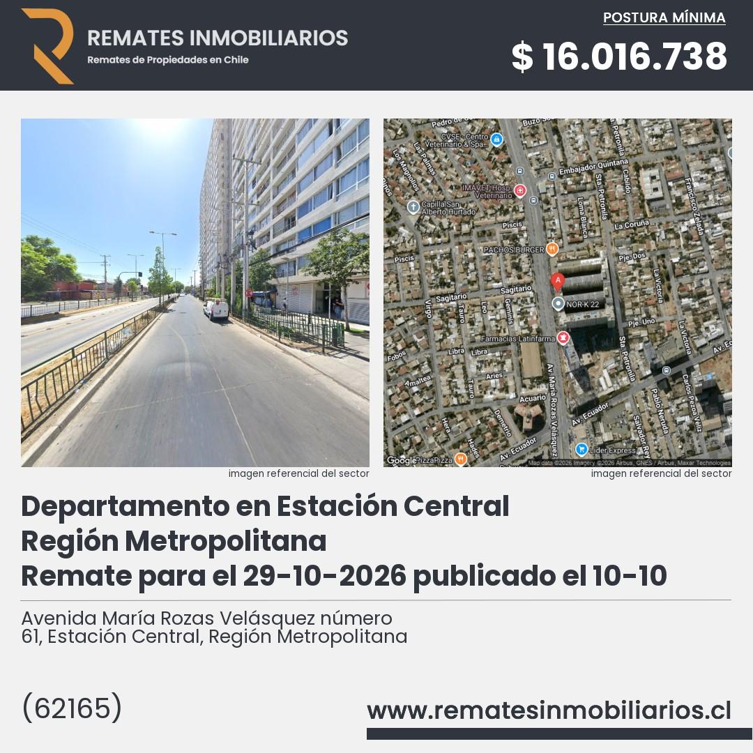 Imagen ficha Avenida María Rozas Velásquez número 61, Estación Central, Región Metropolitana