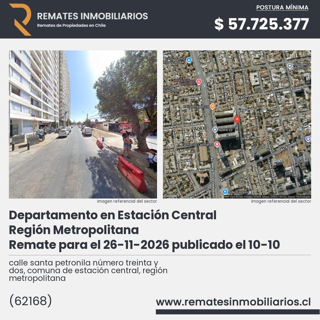 Imagen ficha calle santa petronila número treinta y dos, comuna de estación central, región metropolitana