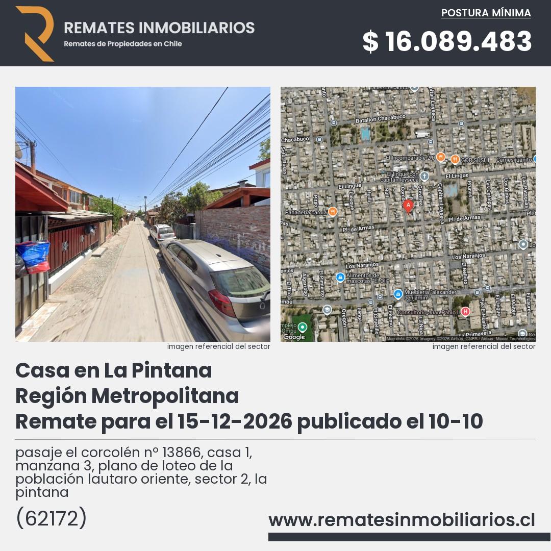 Imagen ficha pasaje el corcolén nº 13866, casa 1, manzana 3, plano de loteo de la población lautaro oriente, sector 2, la pintana