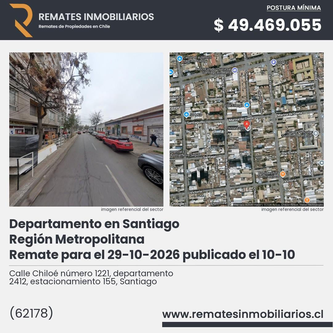 Imagen ficha Calle Chiloé número 1221, departamento 2412, estacionamiento 155, Santiago