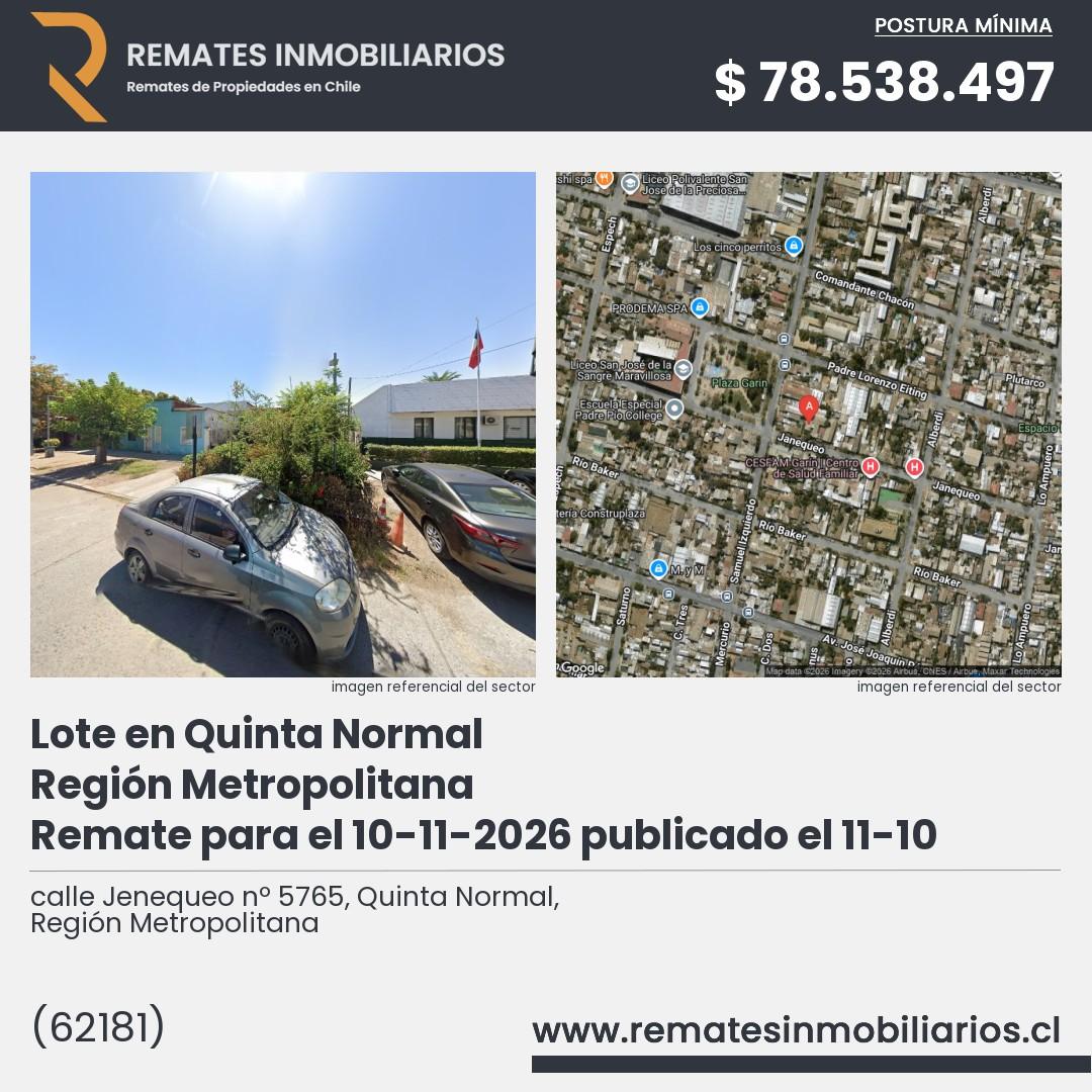 Imagen ficha calle Jenequeo nº 5765, Quinta Normal, Región Metropolitana