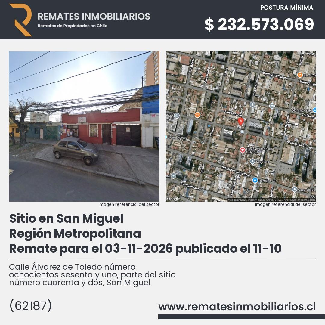 Imagen ficha Calle Álvarez de Toledo número ochocientos sesenta y uno, parte del sitio número cuarenta y dos, San Miguel