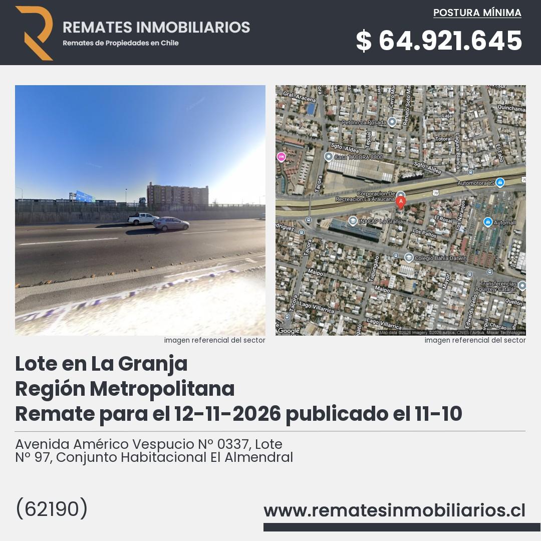 Imagen ficha Avenida Américo Vespucio Nº 0337, Lote Nº 97, Conjunto Habitacional El Almendral