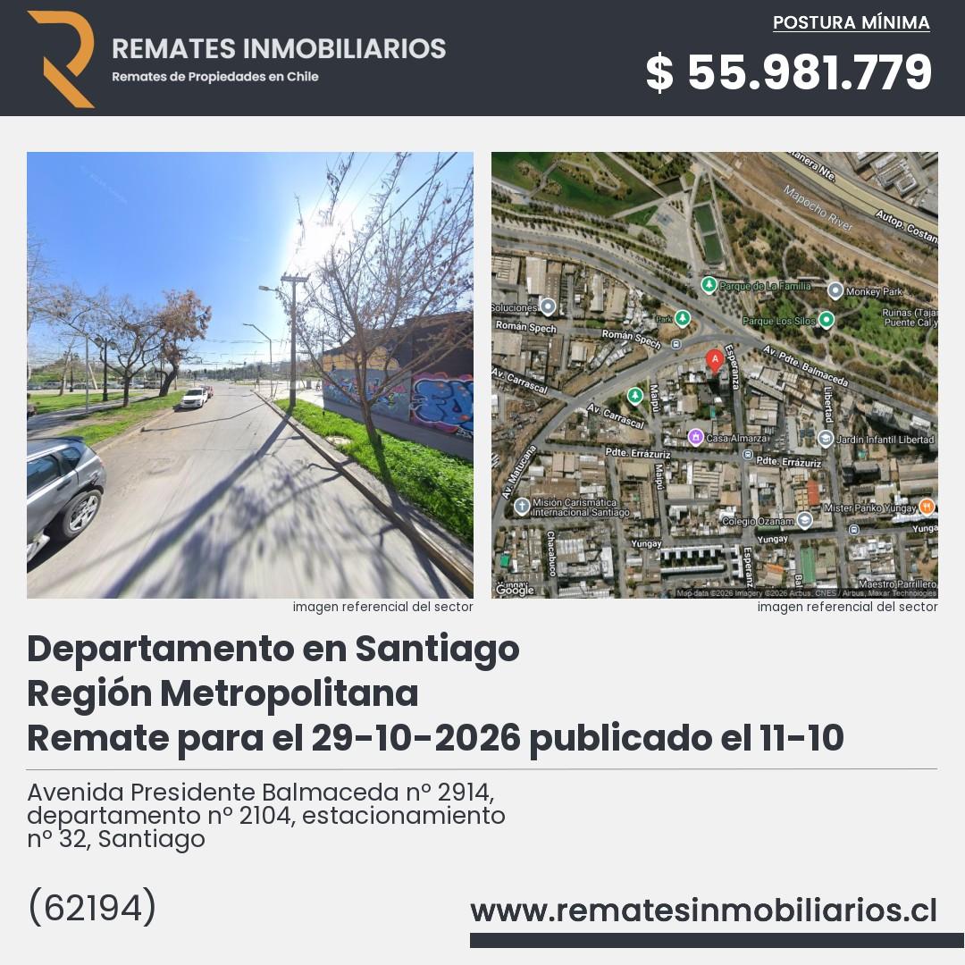 Imagen ficha Avenida Presidente Balmaceda nº 2914, departamento nº 2104, estacionamiento nº 32, Santiago