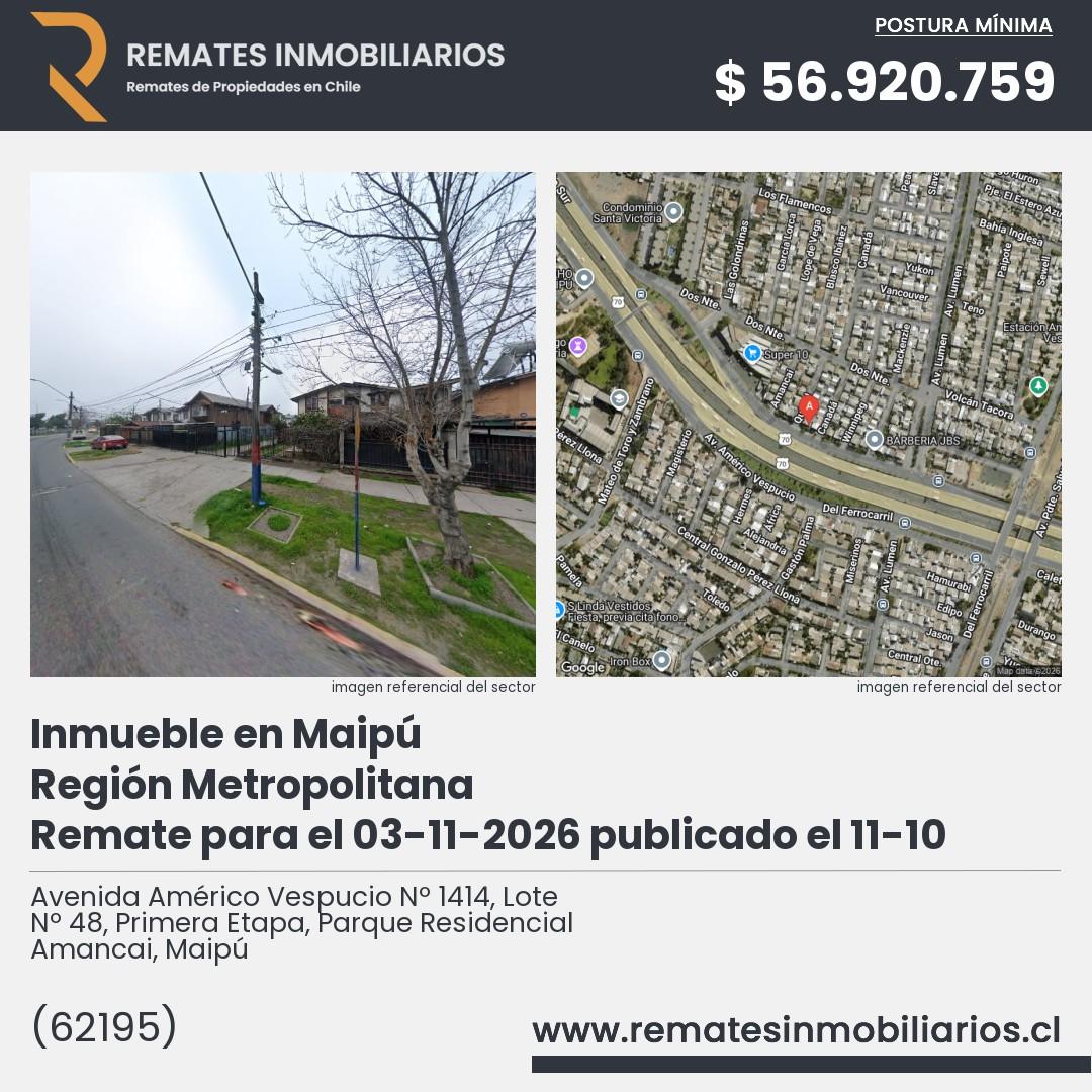 Imagen ficha Avenida Américo Vespucio Nº 1414, Lote Nº 48, Primera Etapa, Parque Residencial Amancai, Maipú