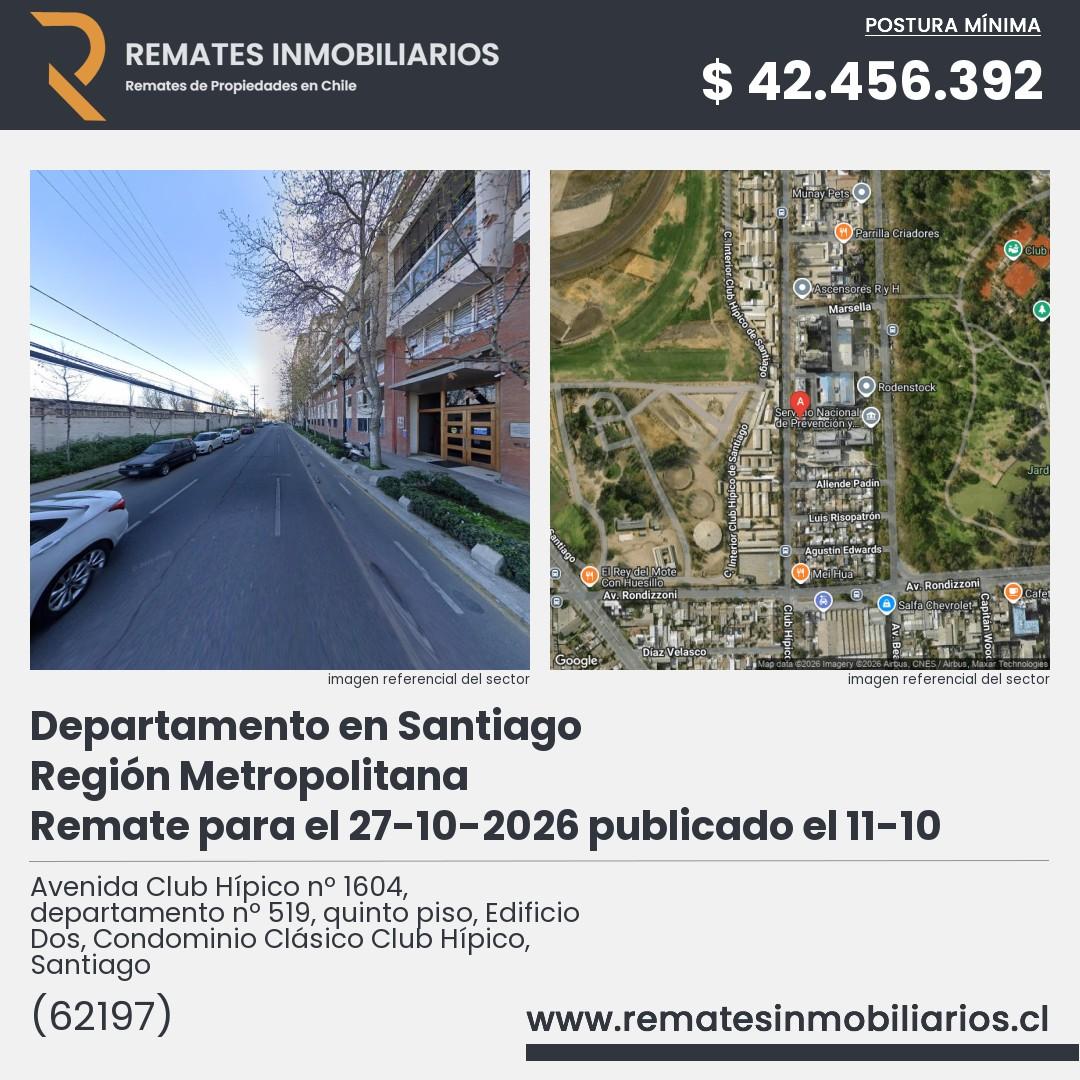 Imagen ficha Avenida Club Hípico nº 1604, departamento nº 519, quinto piso, Edificio Dos, Condominio Clásico Club Hípico, Santiago