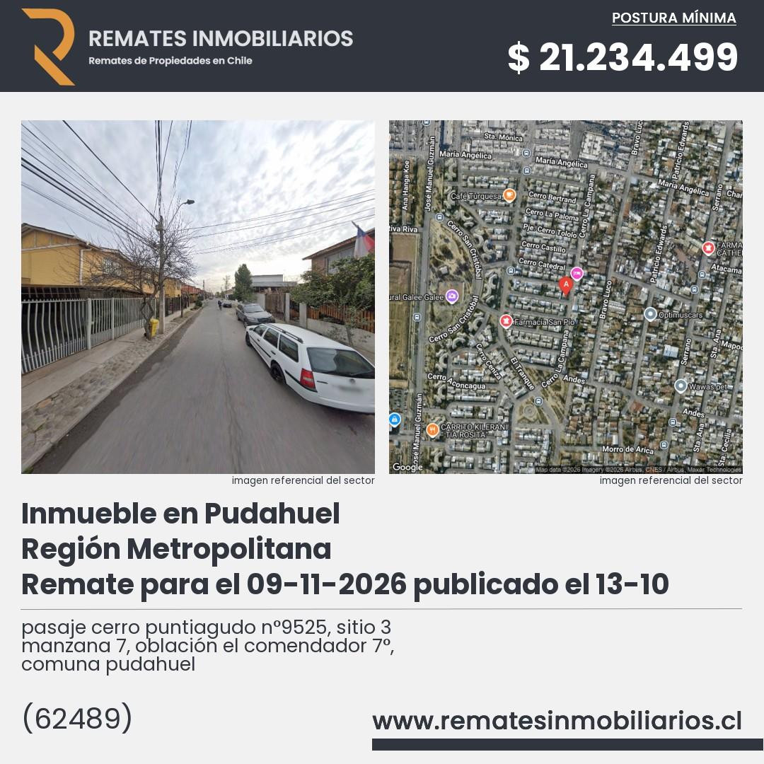 Imagen ficha pasaje cerro puntiagudo n°9525, sitio 3 manzana 7, oblación el comendador 7°, comuna pudahuel