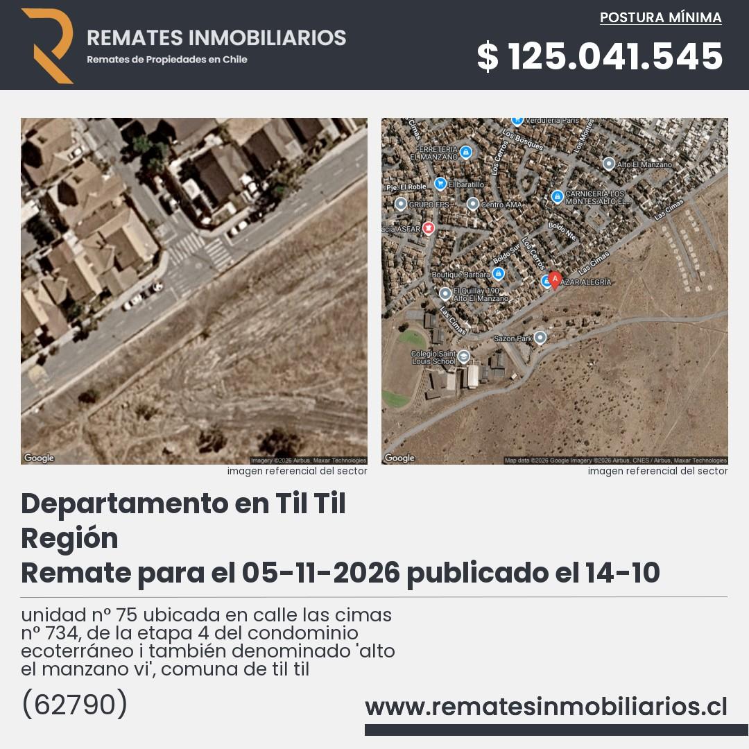 Imagen ficha unidad n° 75 ubicada en calle las cimas n° 734, de la etapa 4 del condominio ecoterráneo i también denominado 