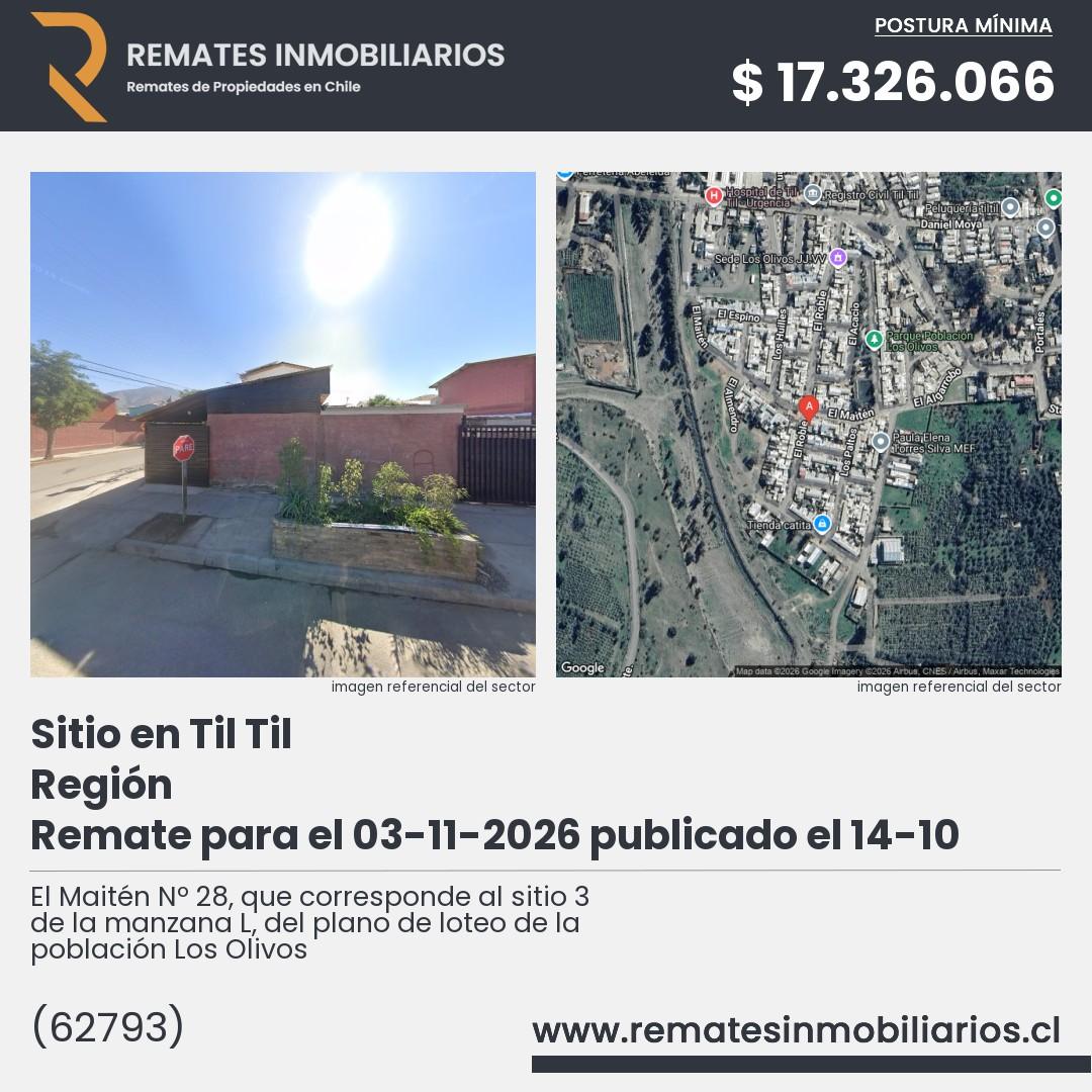 Imagen ficha El Maitén Nº 28, que corresponde al sitio 3 de la manzana L, del plano de loteo de la población Los Olivos
