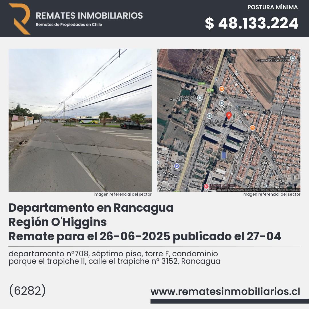 Imagen ficha departamento n°708, séptimo piso, torre F, condominio parque el trapiche II, calle el trapiche n° 3152, Rancagua