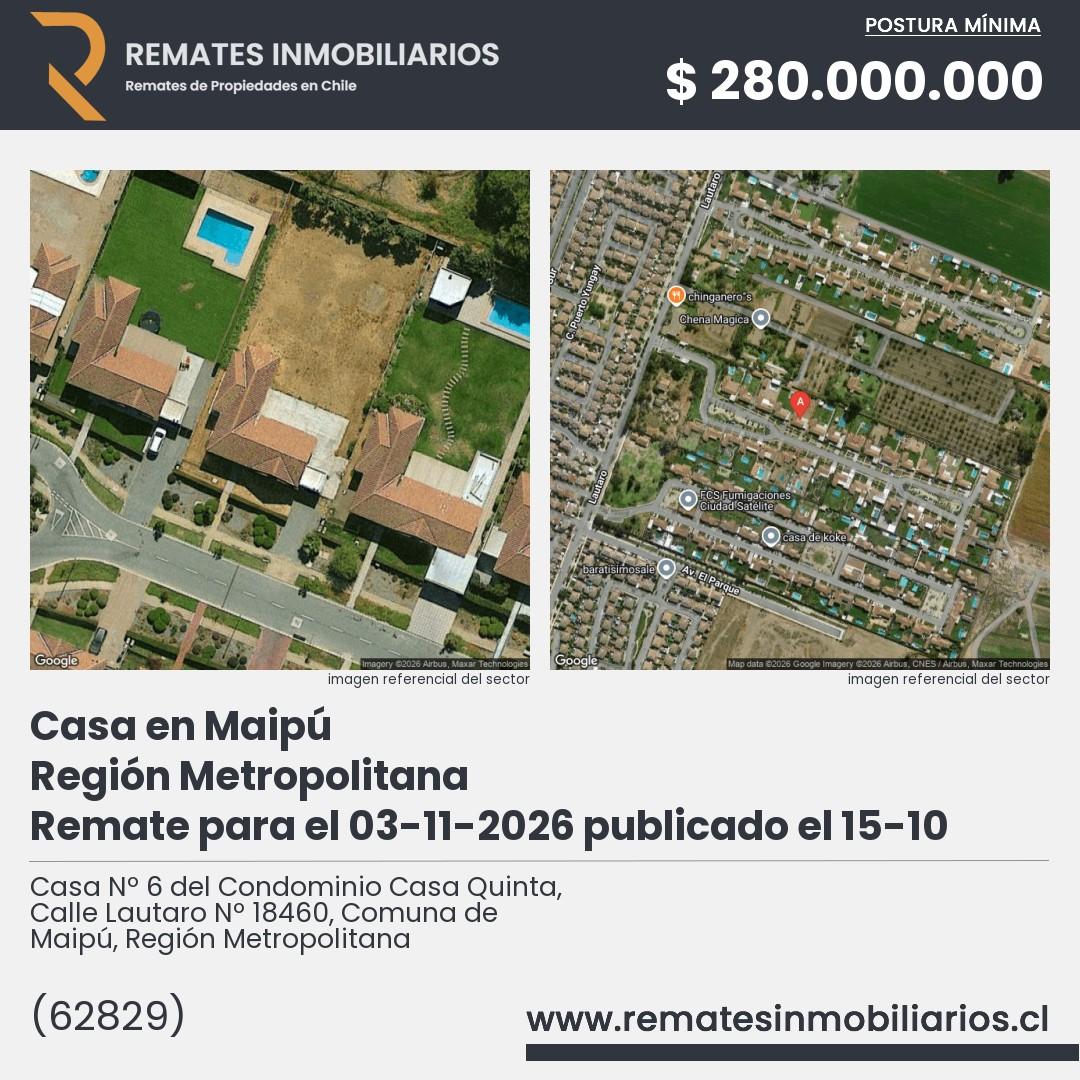 Imagen ficha Casa Nº 6 del Condominio Casa Quinta, Calle Lautaro Nº 18460, Comuna de Maipú, Región Metropolitana