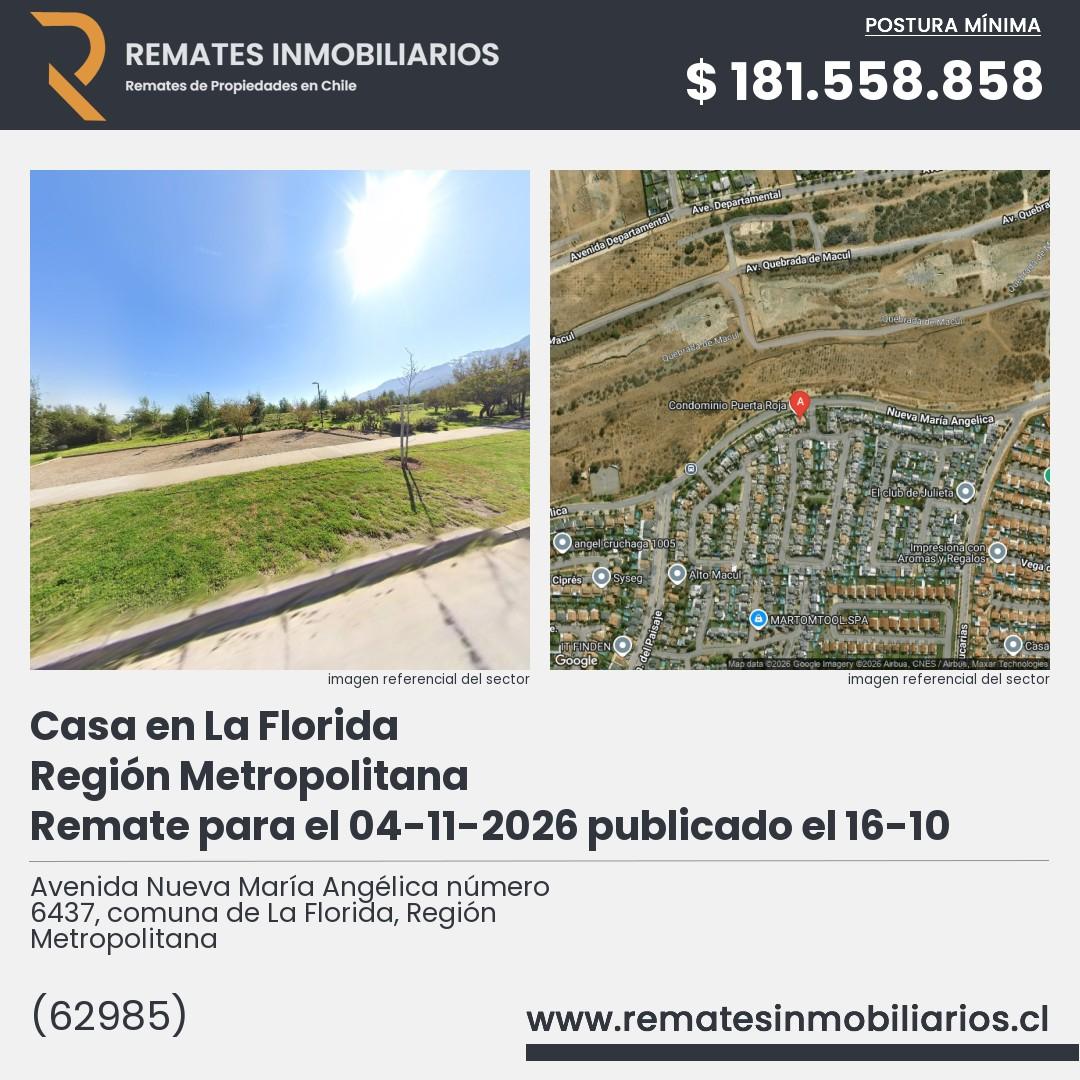 Imagen ficha Avenida Nueva María Angélica número 6437, comuna de La Florida, Región Metropolitana