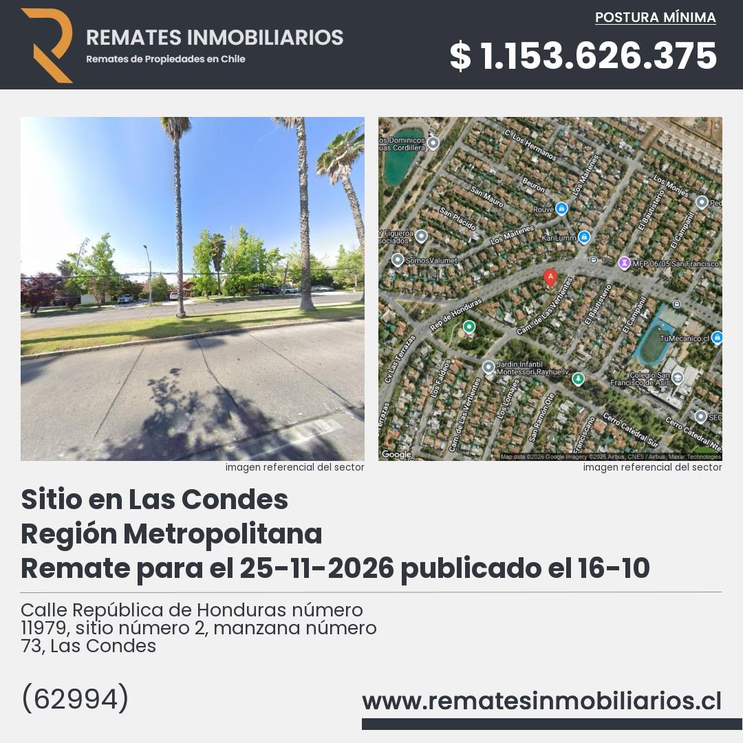 Imagen ficha Calle República de Honduras número 11979, sitio número 2, manzana número 73, Las Condes