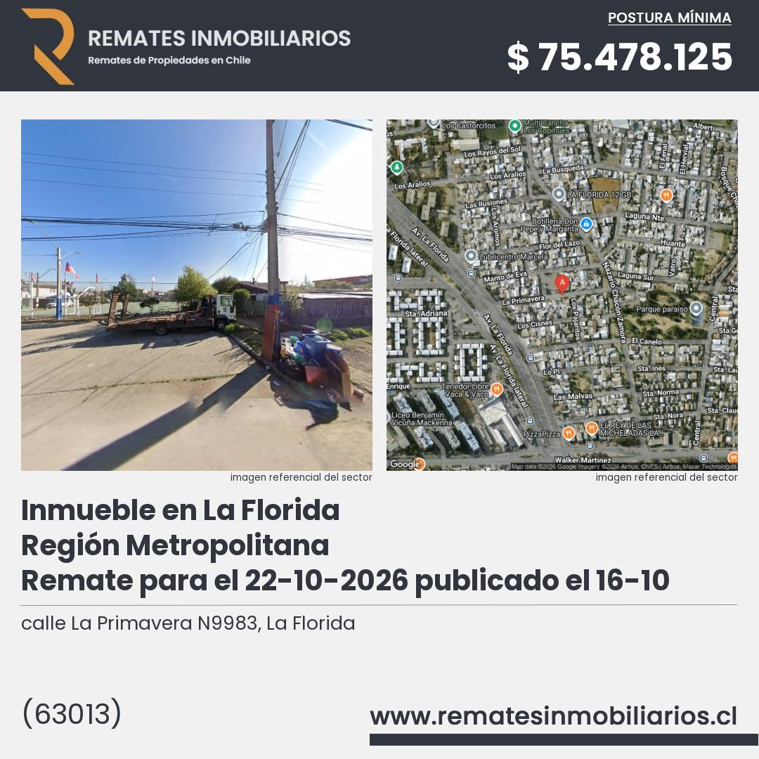 Imagen ficha calle La Primavera N9983, La Florida